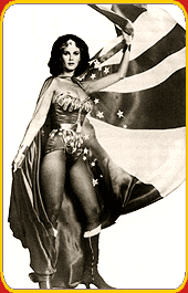 Lynda Carter poses as Wonder Woman.