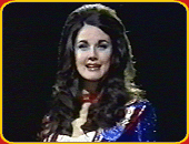 Lynda at the London-based contest of "Miss World": A closeup.